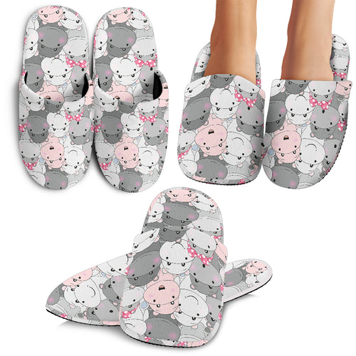 Hippopotamus Pattern Print Design 03 Slippers