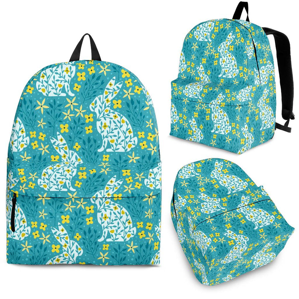Rabbit Flower Theme Pattern Backpack
