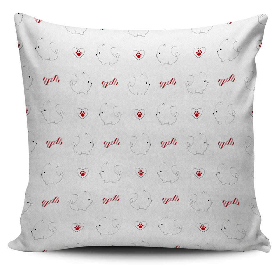 White Pomeranian Pattern Pillow Cover