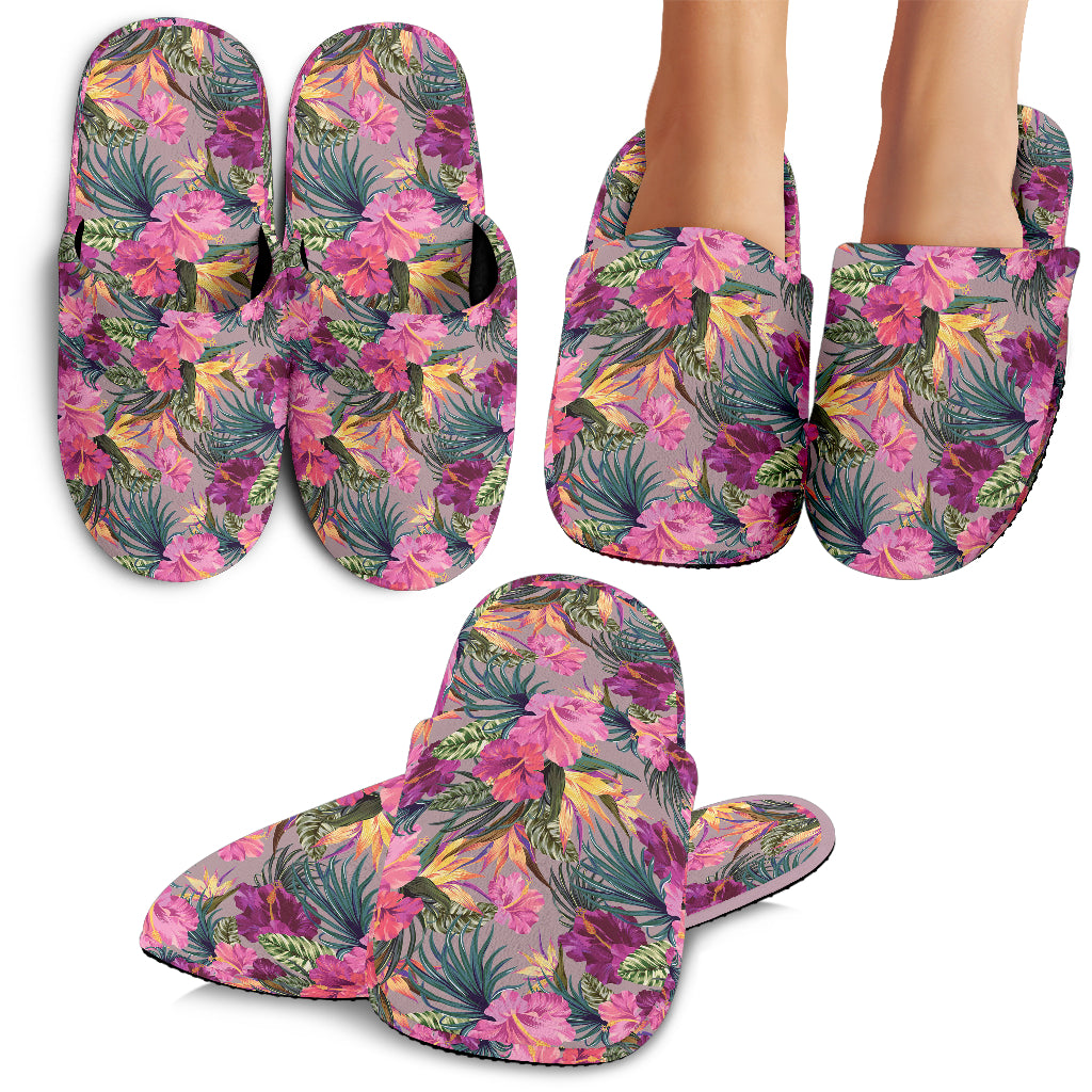 Hibiscus Pattern Print Design 03 Slippers