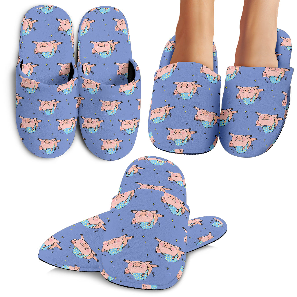 Pig Pattern Print Design 03 Slippers