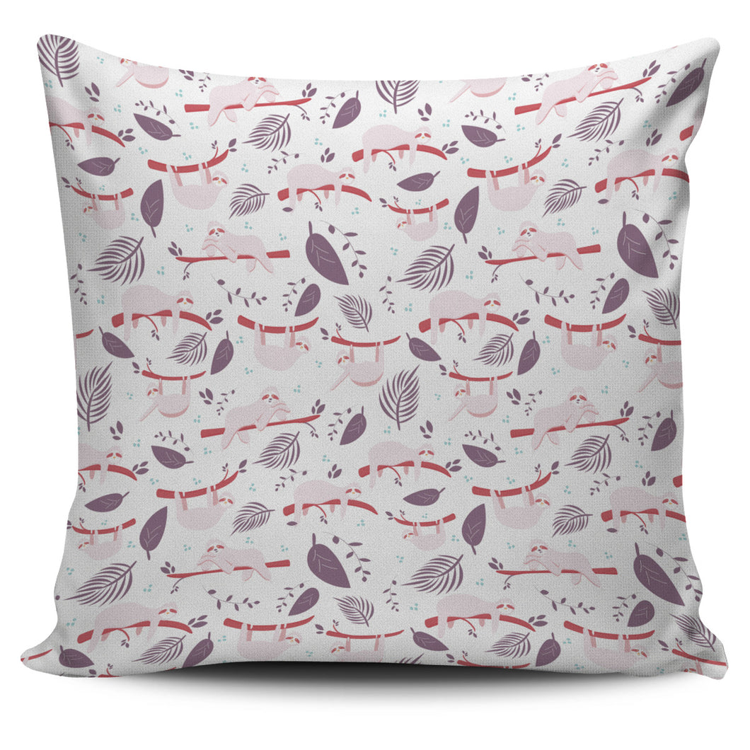Sloth Leaves Pattern Pillow Cover