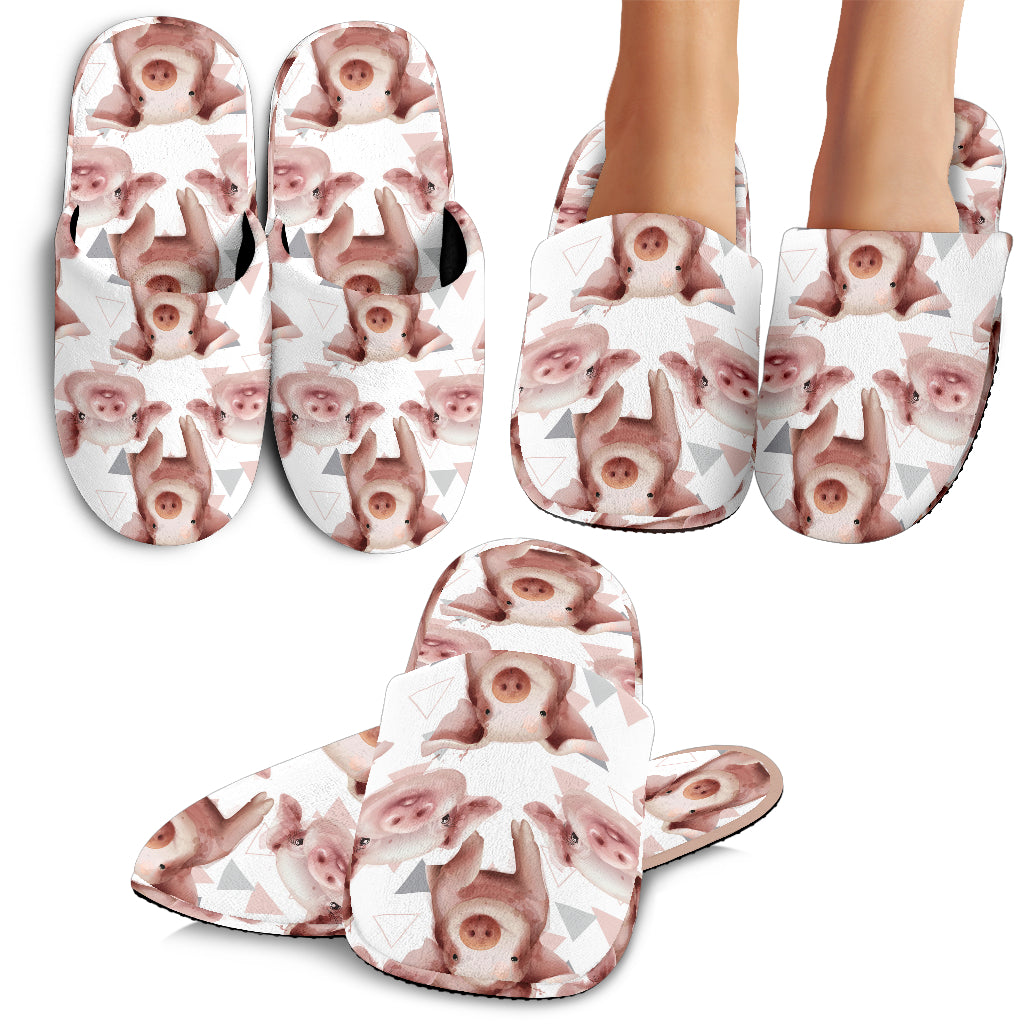 Pig Pattern Print Design 04 Slippers