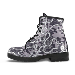 Snake Gray Pattern Leather Boots