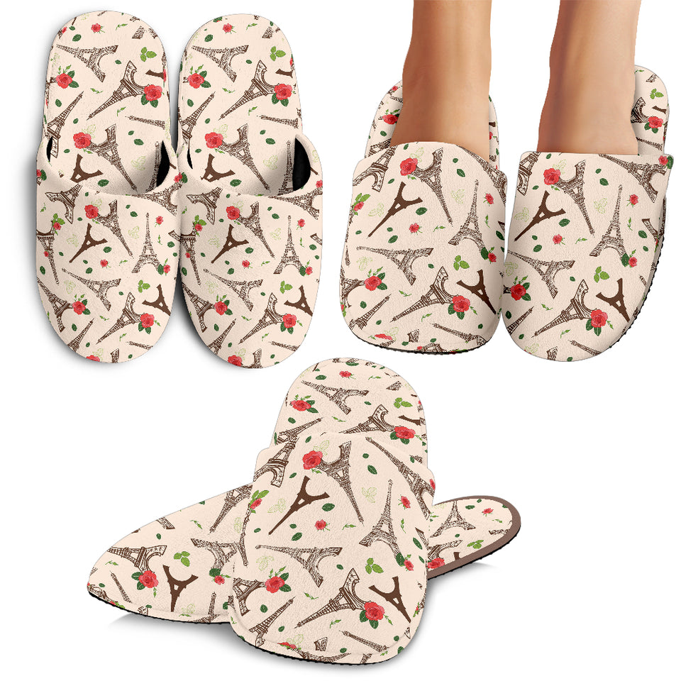 Eiffel Tower Pattern Print Design 03 Slippers