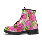 Pink Tulip Pattern Leather Boots