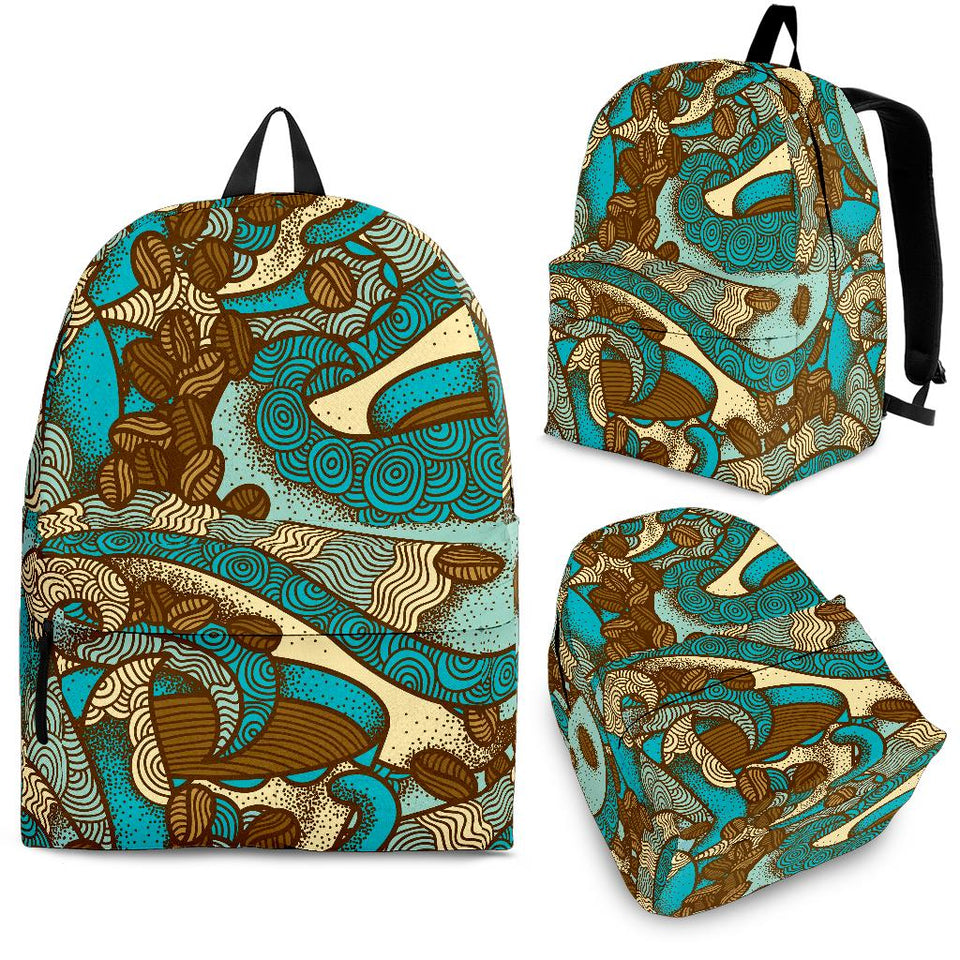 Coffee Bean Pattern Graphic Ornate Backpack