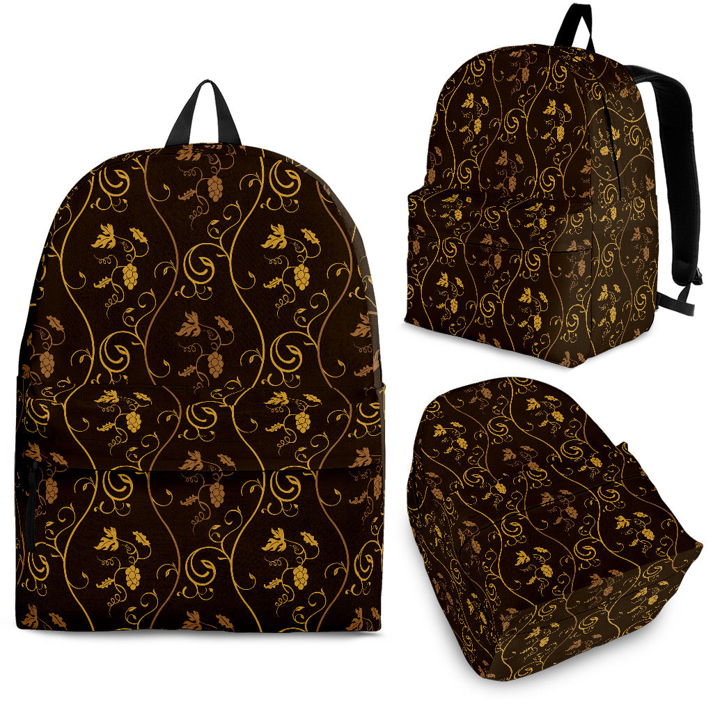 Gold Grape Pattern Backpack