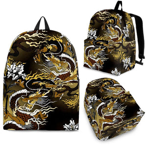 Gold Dragon Pattern Backpack