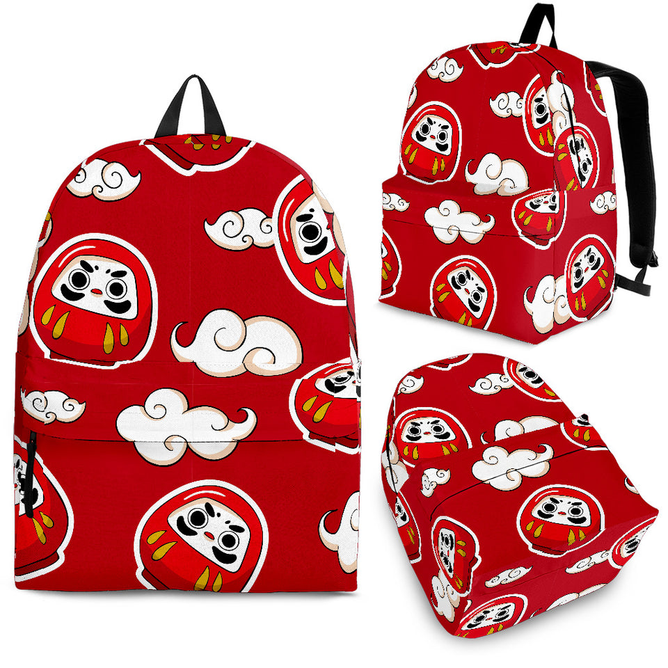 Red Daruma Cloud Pattern Backpack