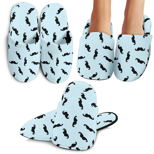 Mustache Beard Pattern Print Design 03 Slippers