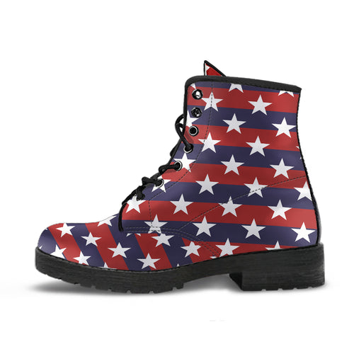 USA Star Pattern Background Leather Boots