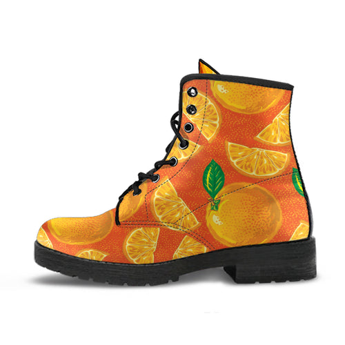 Orange Pattern background Leather Boots