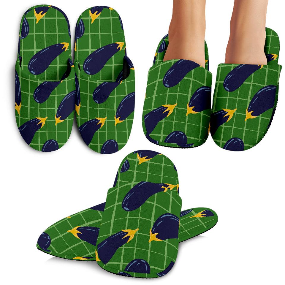 Eggplant Pattern Print Design 04 Slippers