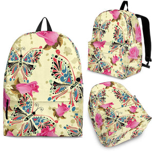 Butterfly Pink Rose Pattern Backpack