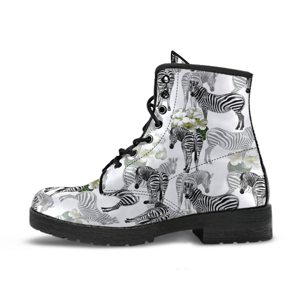 Zebra Pattern Leather Boots