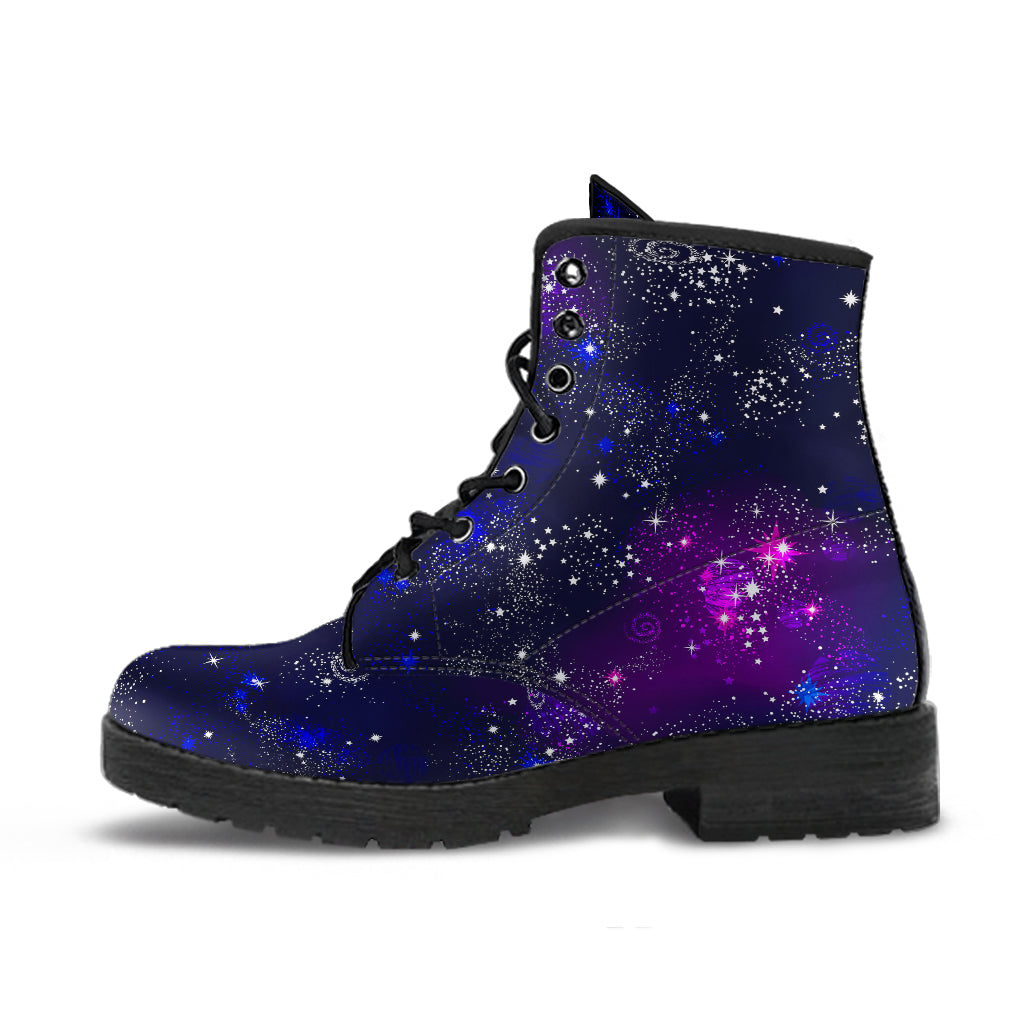 Space Galaxy Pattern Leather Boots