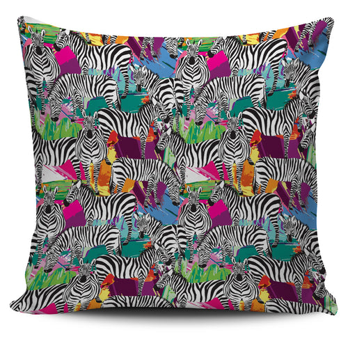 Zebra Colorful Pattern Pillow Cover
