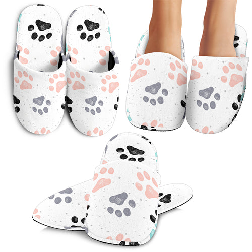 Dog Paws Pattern Print Design 02 Slippers