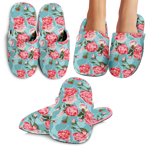 Rose Pattern Print Design 03 Slippers