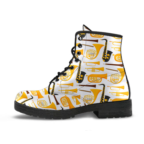 Saxophone Theme Pattern Leather Boots