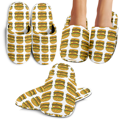 Hamburger Pattern Print Design 05 Slippers