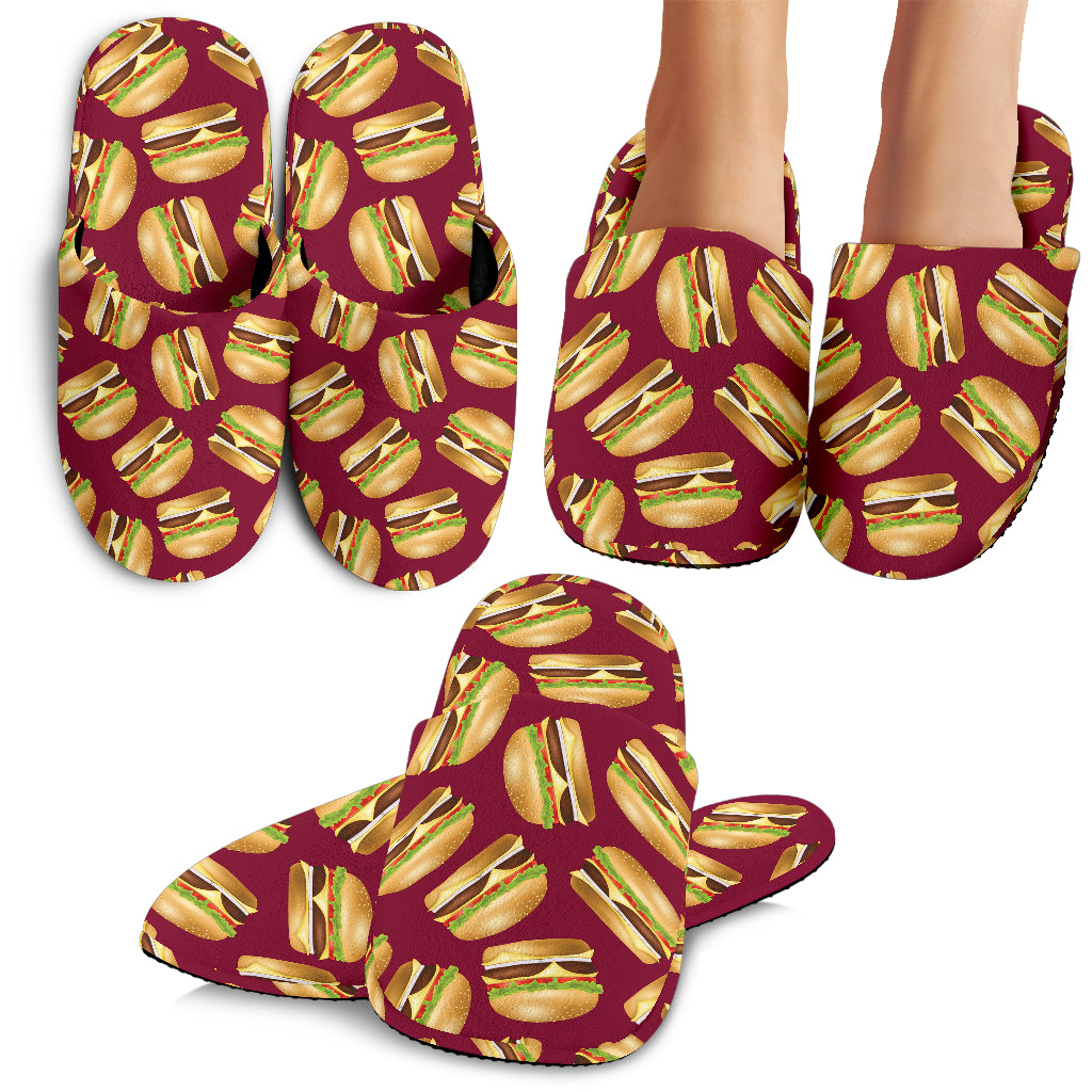 Hamburger Pattern Print Design 01 Slippers