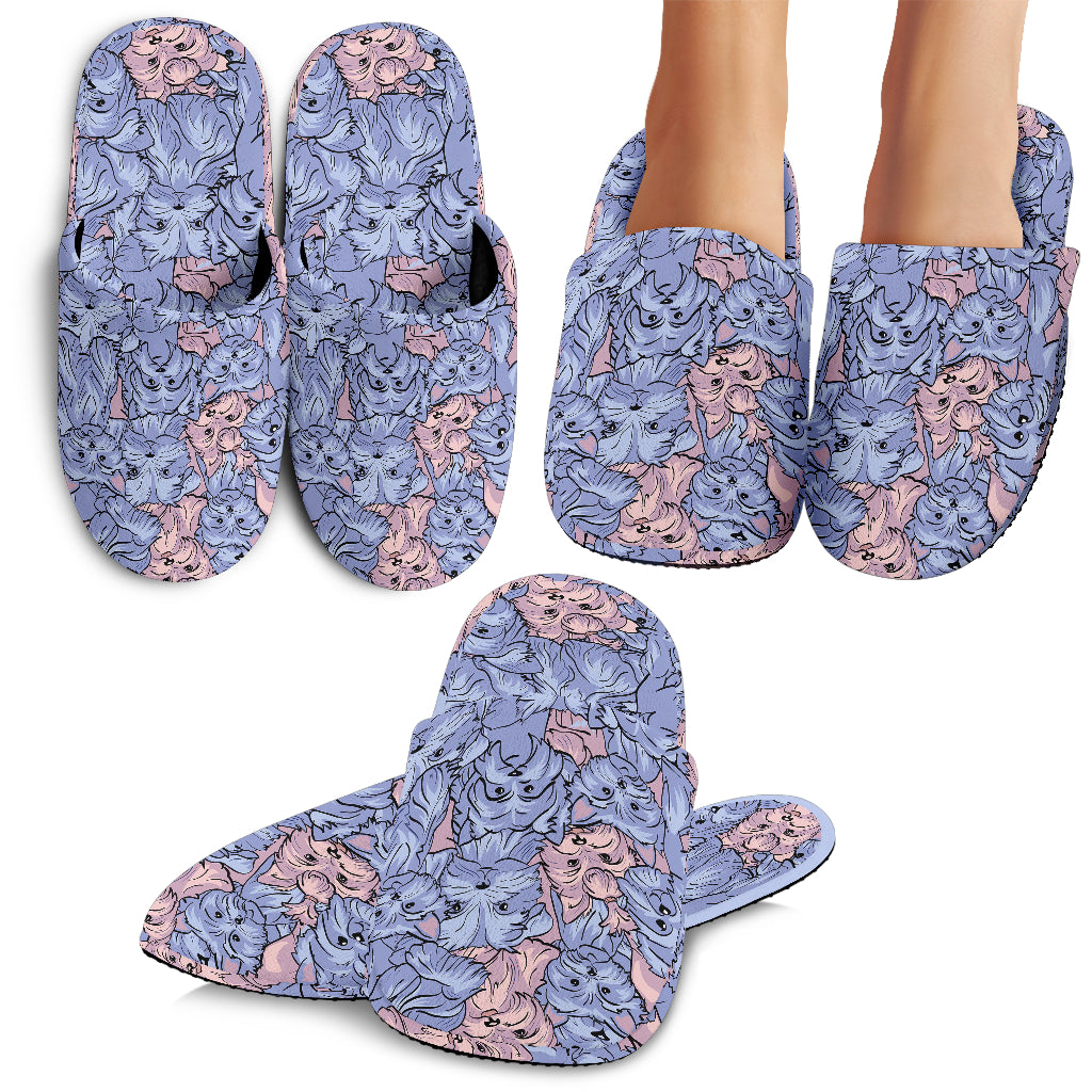 Yorkshire Terrier Pattern Print Design 02 Slippers