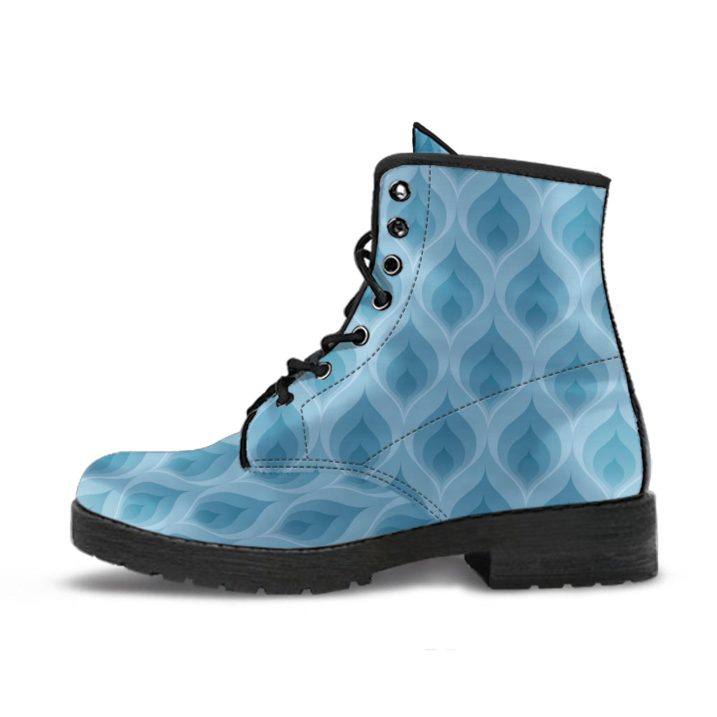 Blue Flame Fire Pattern Leather Boots