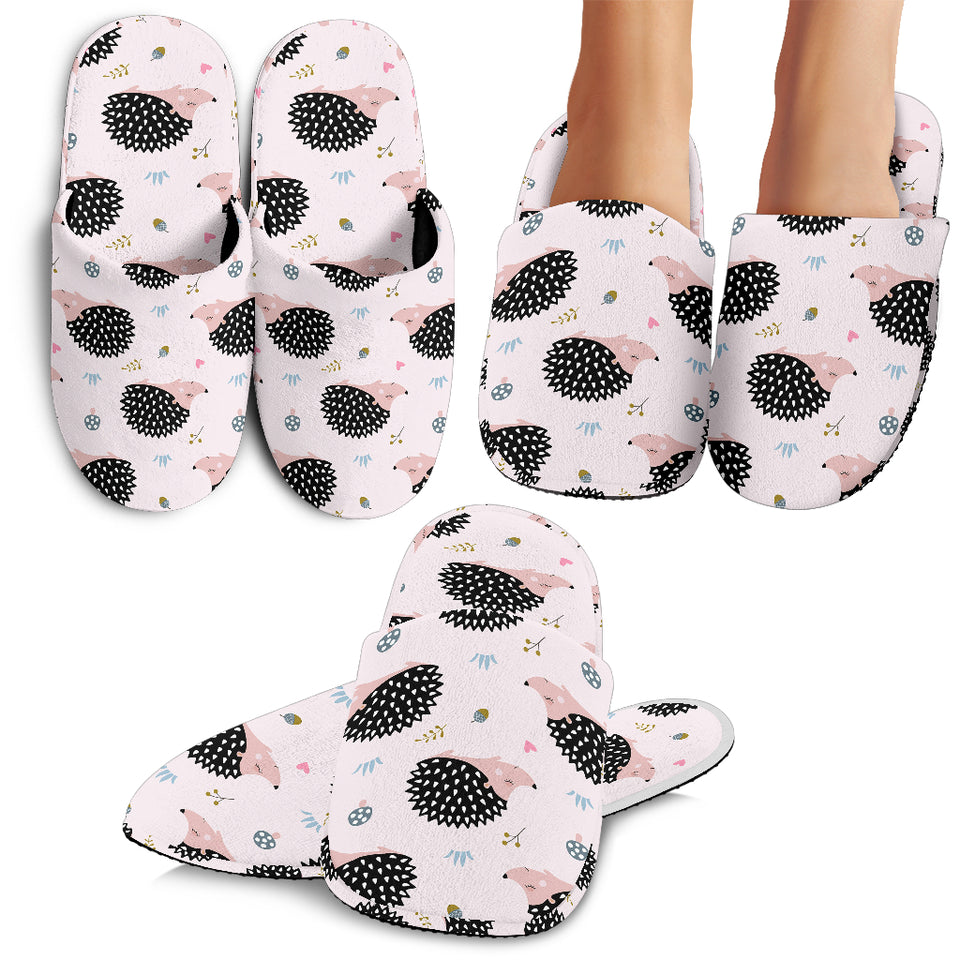 Hedgehog Pattern Print Design 04 Slippers