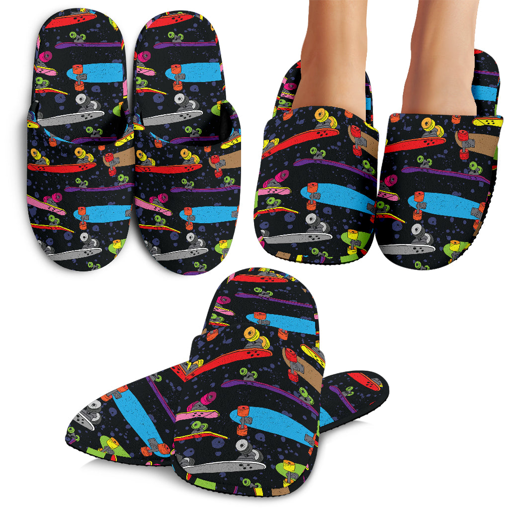 Skate Board Pattern Print Design 03 Slippers