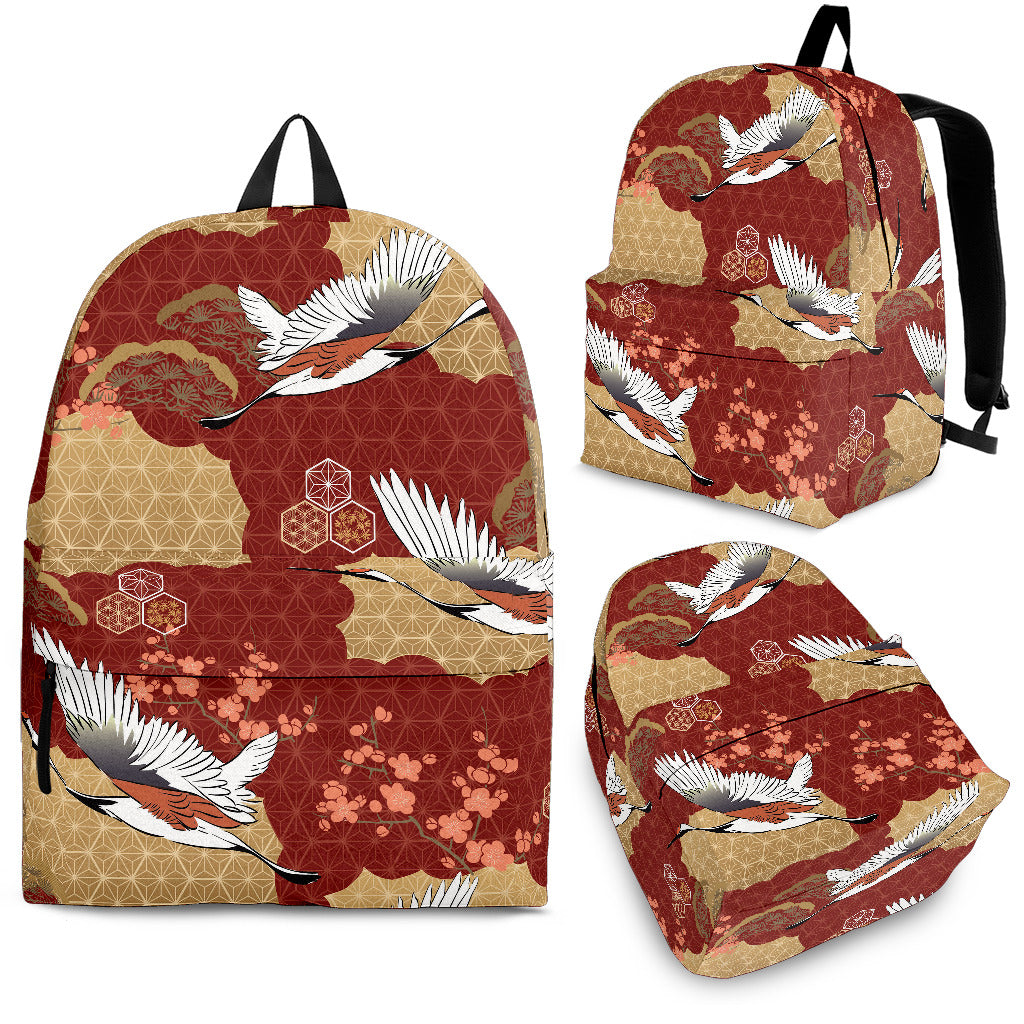 Japanese Crane Theme Pattern Backpack