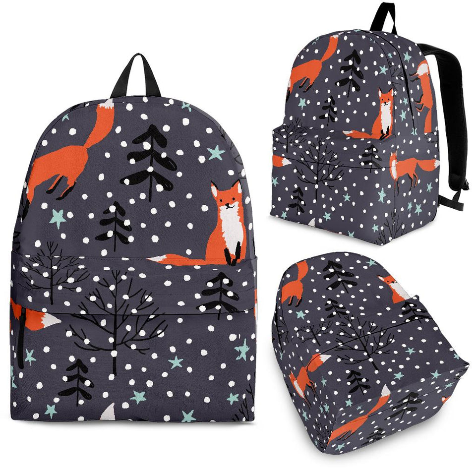 Fox Snow Winter Pattern Backpack