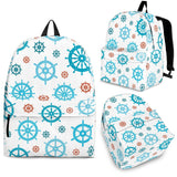 Nautical Steering Wheel Rudder Pattern Background Backpack