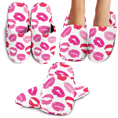 Lips Pattern Print Design 05 Slippers