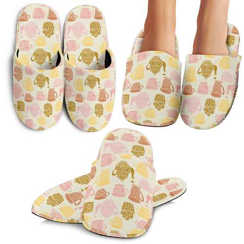 Tea pots Pattern Print Design 02 Slippers