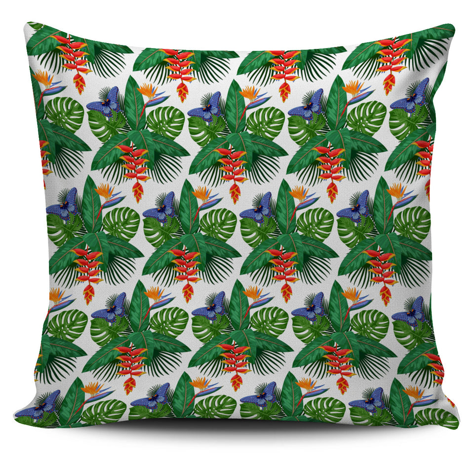 Heliconia Butterfly Leaves Pattern Pillow Cover