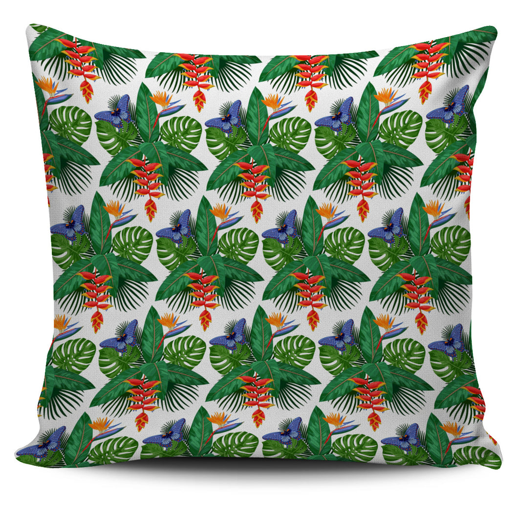 Heliconia Butterfly Leaves Pattern Pillow Cover