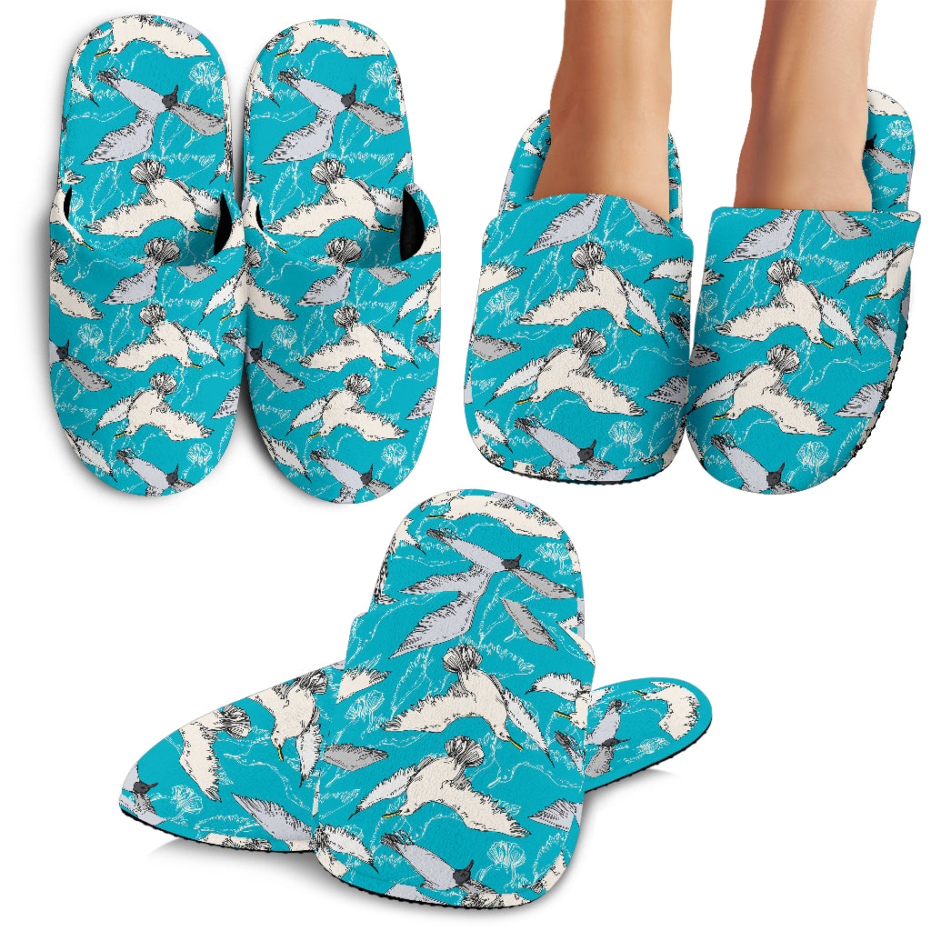 Seagull Pattern Print Design 03 Slippers