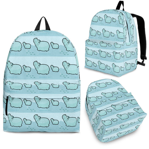 Hippopotamus Pattern Print Design 02 Backpack