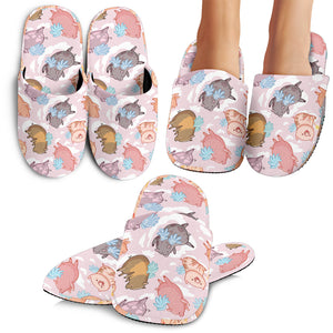 Pig Pattern Print Design 02 Slippers