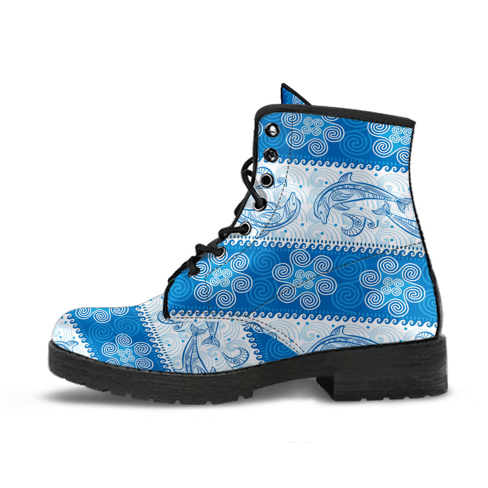 Dolphin Tribal Pattern Leather Boots