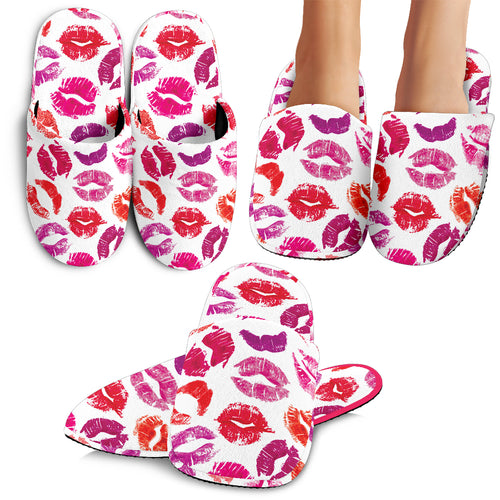 Lips Pattern Print Design 04 Slippers