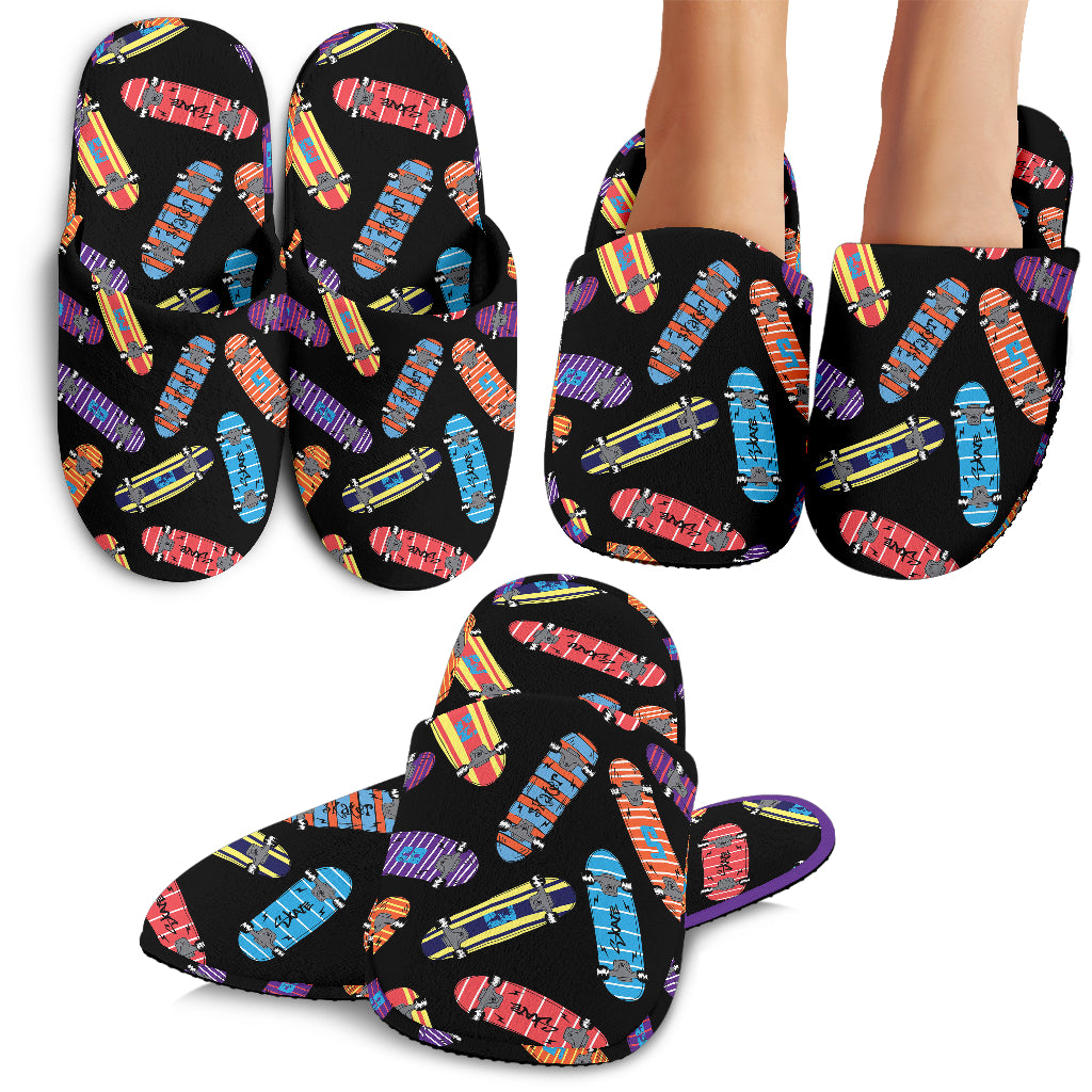 Skate Board Pattern Print Design 04 Slippers