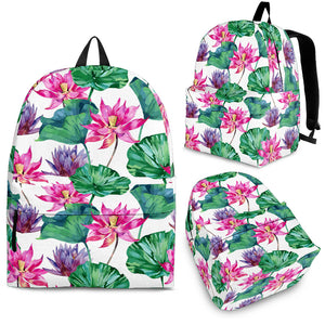 Pink Lotus Waterlily Pattern Backpack