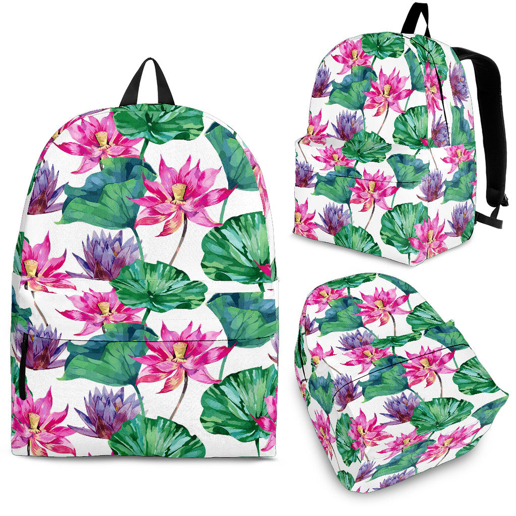 Pink Lotus Waterlily Pattern Backpack