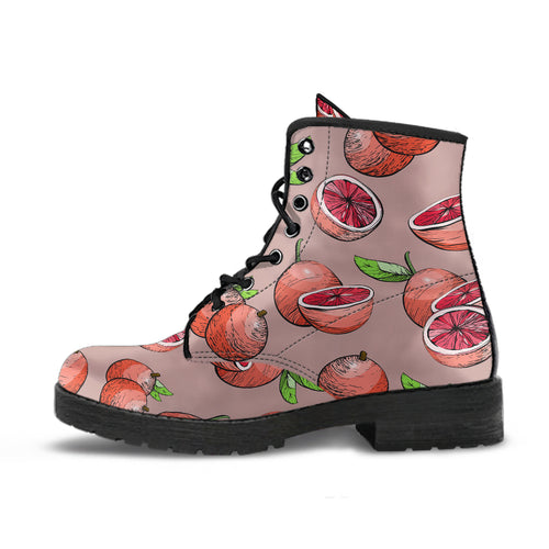 Grapefruit Pattern Background Leather Boots