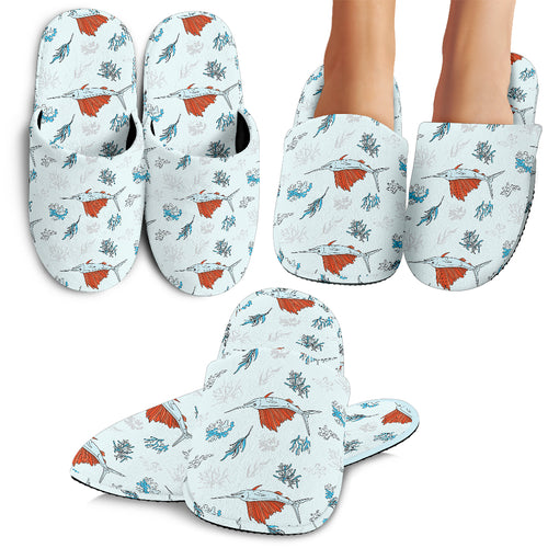 Swordfish Pattern Print Design 03 Slippers