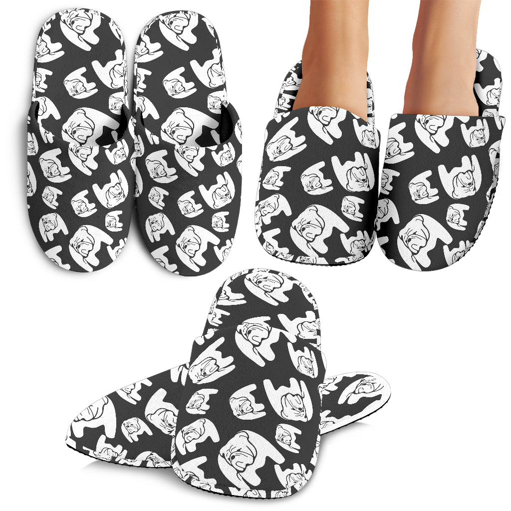 English Bulldog Pattern Print Design 02 Slippers