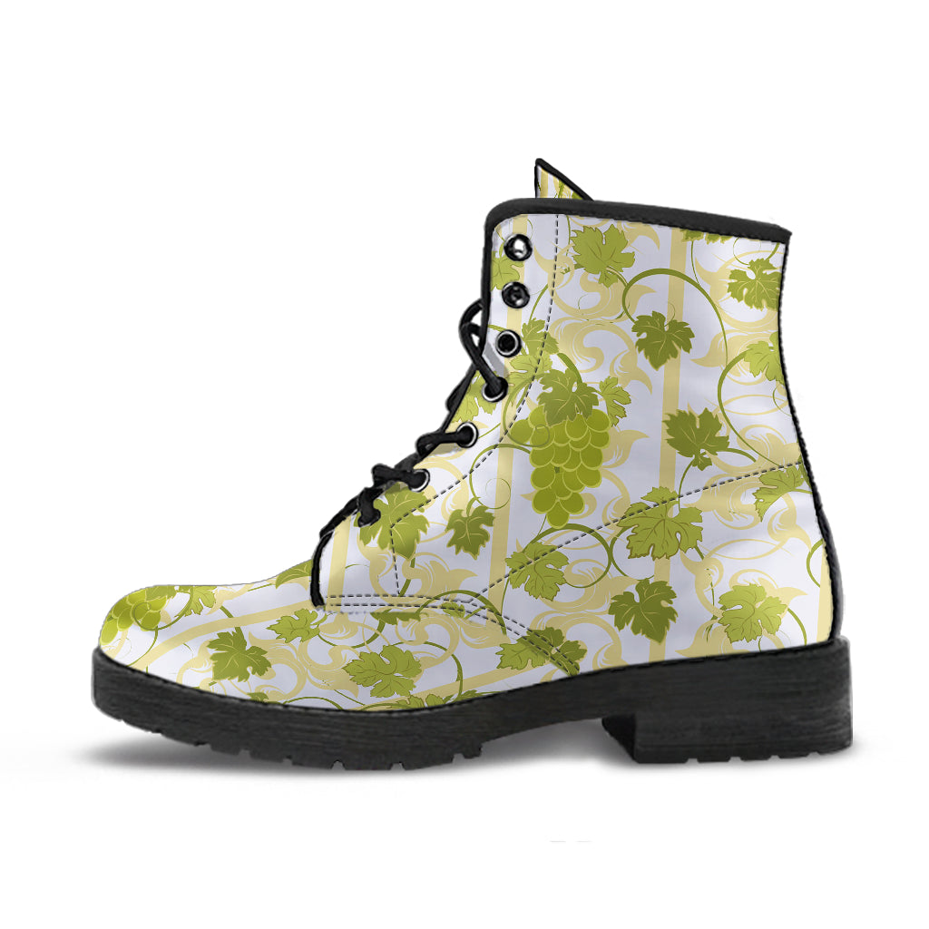 Grape Pattern Background Leather Boots